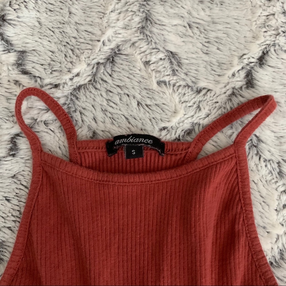 Rust Ribbed Halter Cami - Picture 2 of 2